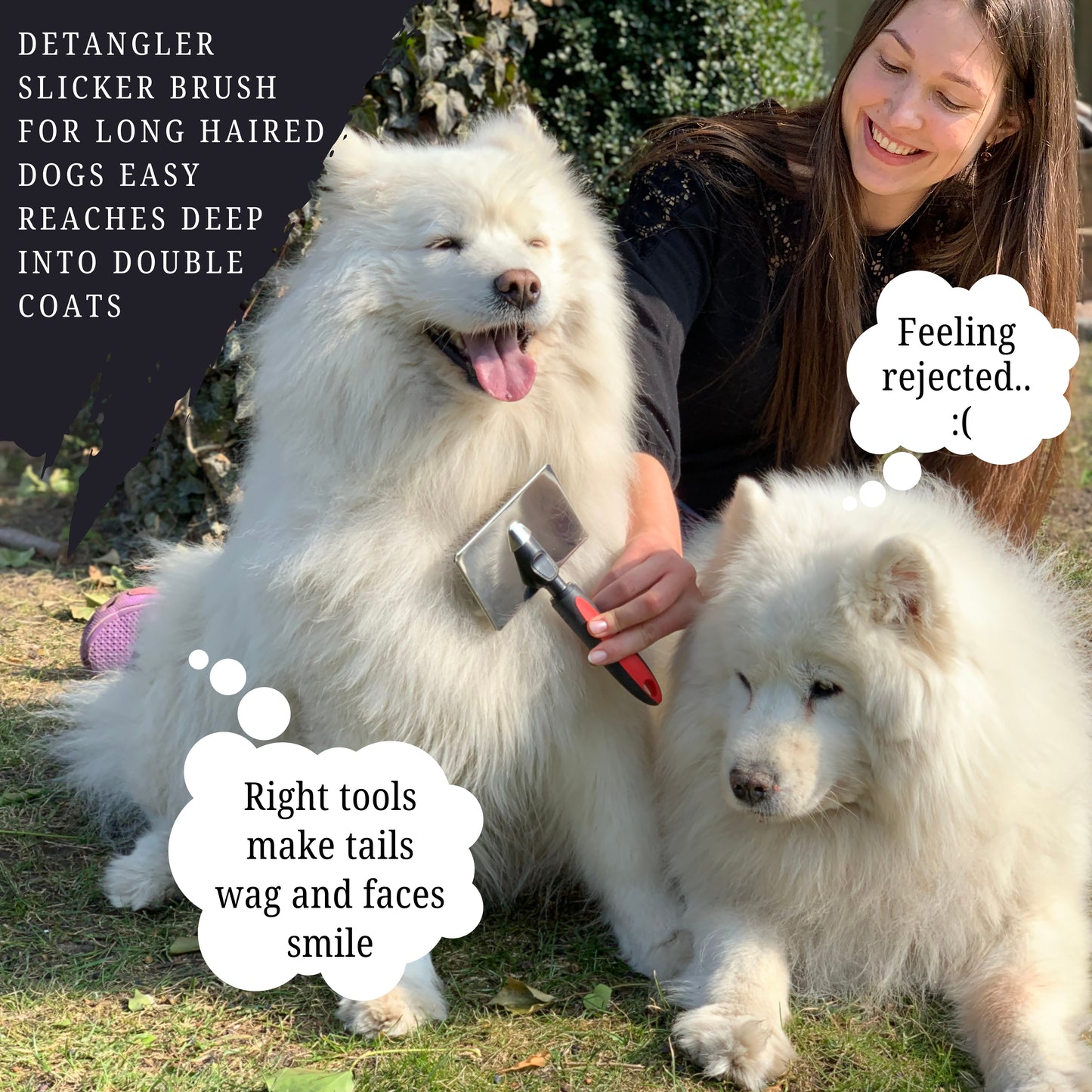 Bixy Pixy Tiny Slicker Brush for Dogs - Protected Pins for Extra Comfort - 1 inch Pins for Easy Detangling for Long Hair Dog, Cats, Doodle, Goldendoodle