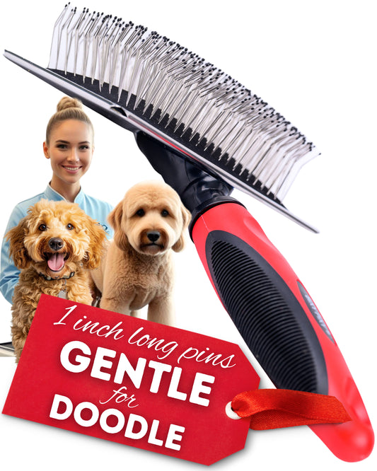 Bixy Pixy Dog Slicker Brush (Large) - Ball Tipped Pins Massages Pet Skin (Used for Goldendoodle, Golden Retriever, Poodle and others)