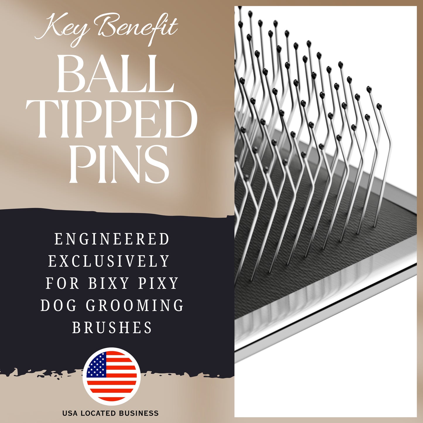 Bixy Pixy Tiny Slicker Brush for Dogs - Protected Pins for Extra Comfort - 1 inch Pins for Easy Detangling for Long Hair Dog, Cats, Doodle, Goldendoodle