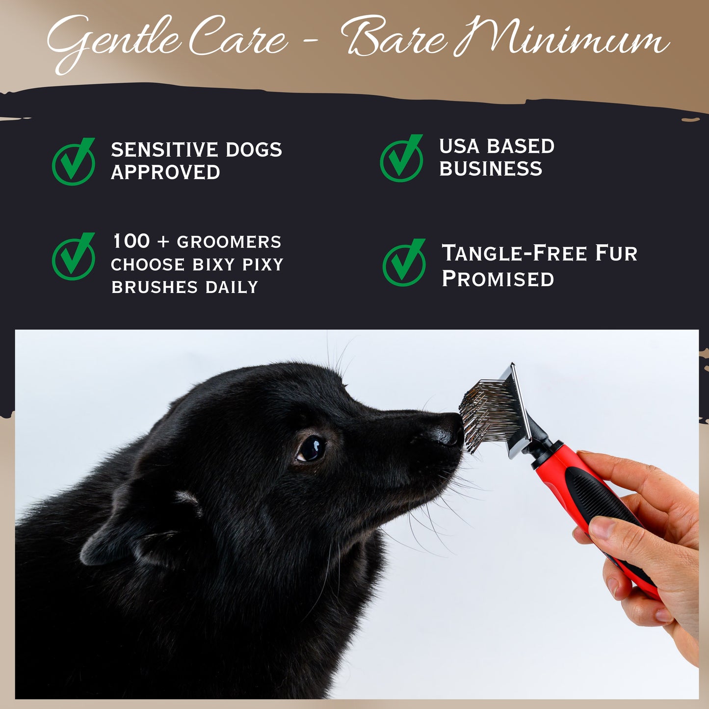 Bixy Pixy Tiny Slicker Brush for Dogs - Protected Pins for Extra Comfort - 1 inch Pins for Easy Detangling for Long Hair Dog, Cats, Doodle, Goldendoodle