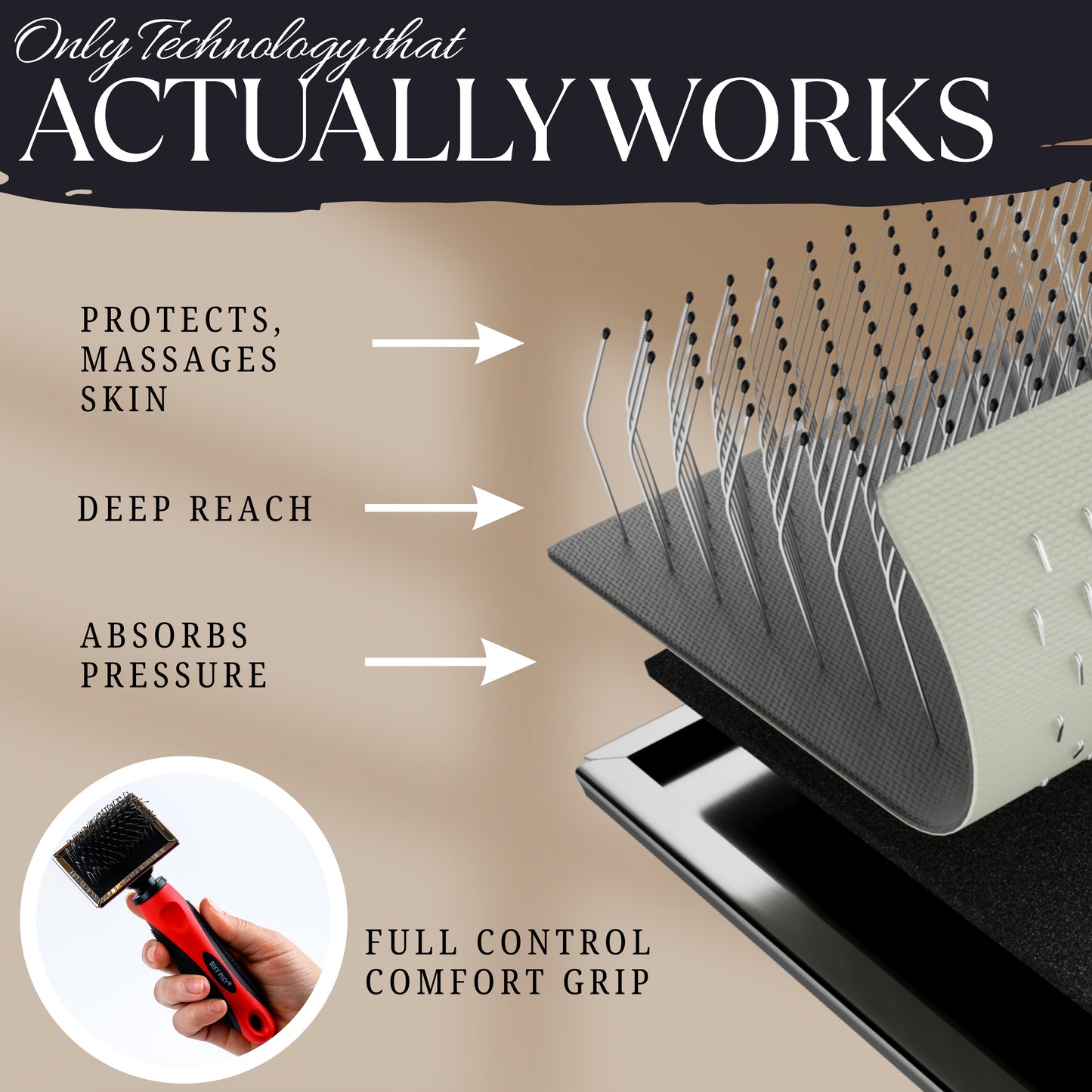 Bixy Pixy Tiny Slicker Brush for Dogs - Protected Pins for Extra Comfort - 1 inch Pins for Easy Detangling for Long Hair Dog, Cats, Doodle, Goldendoodle