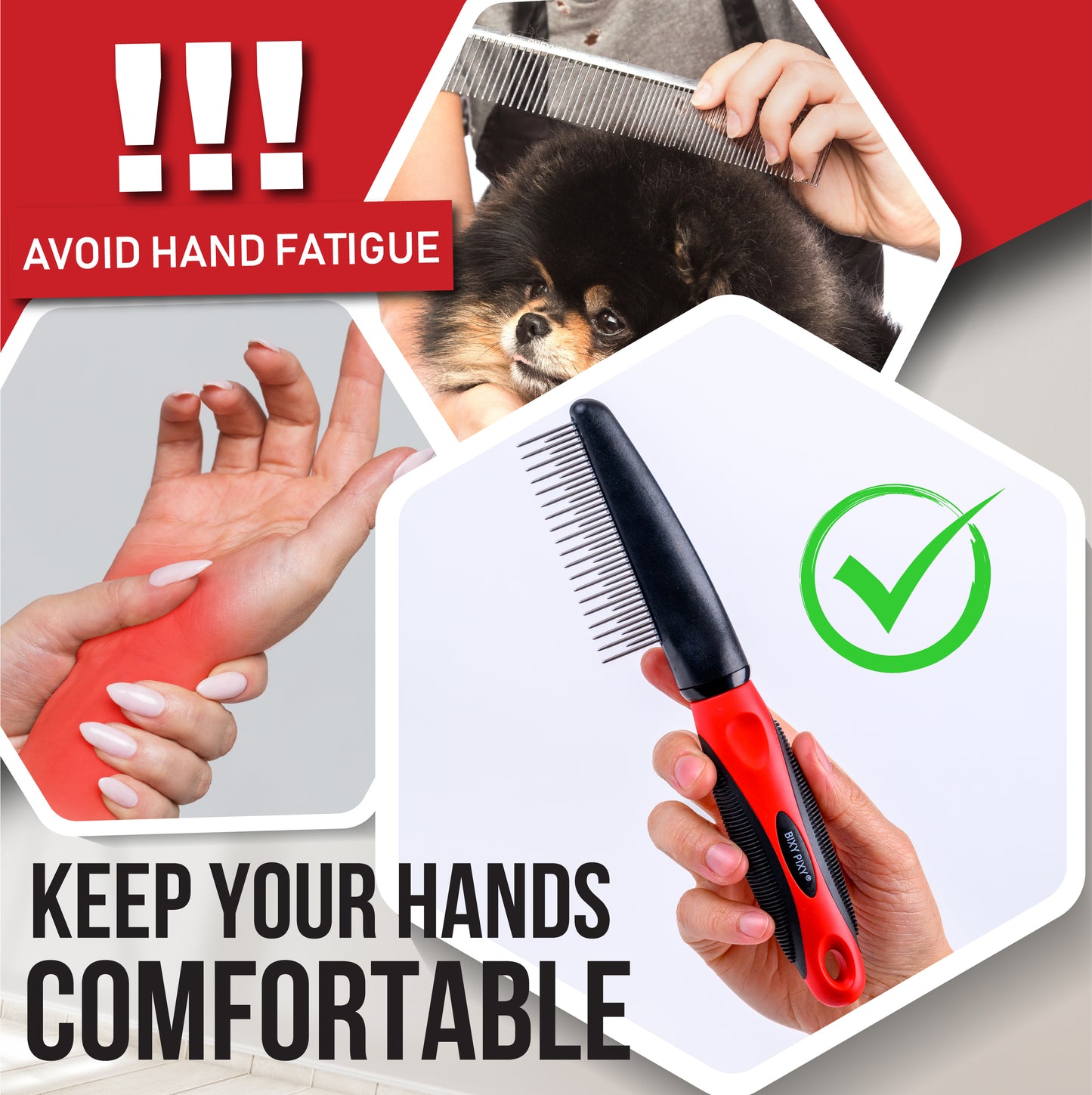Poodle Comb with Rotating Teeth - 5-in-1 Dog Dematting Tool - Used for Small Size Breeds and Puppies and Cats