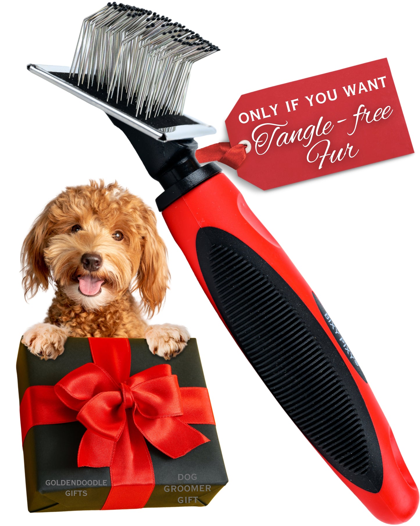 Bixy Pixy Tiny Slicker Brush for Dogs - Protected Pins for Extra Comfort - 1 inch Pins for Easy Detangling for Long Hair Dog, Cats, Doodle, Goldendoodle