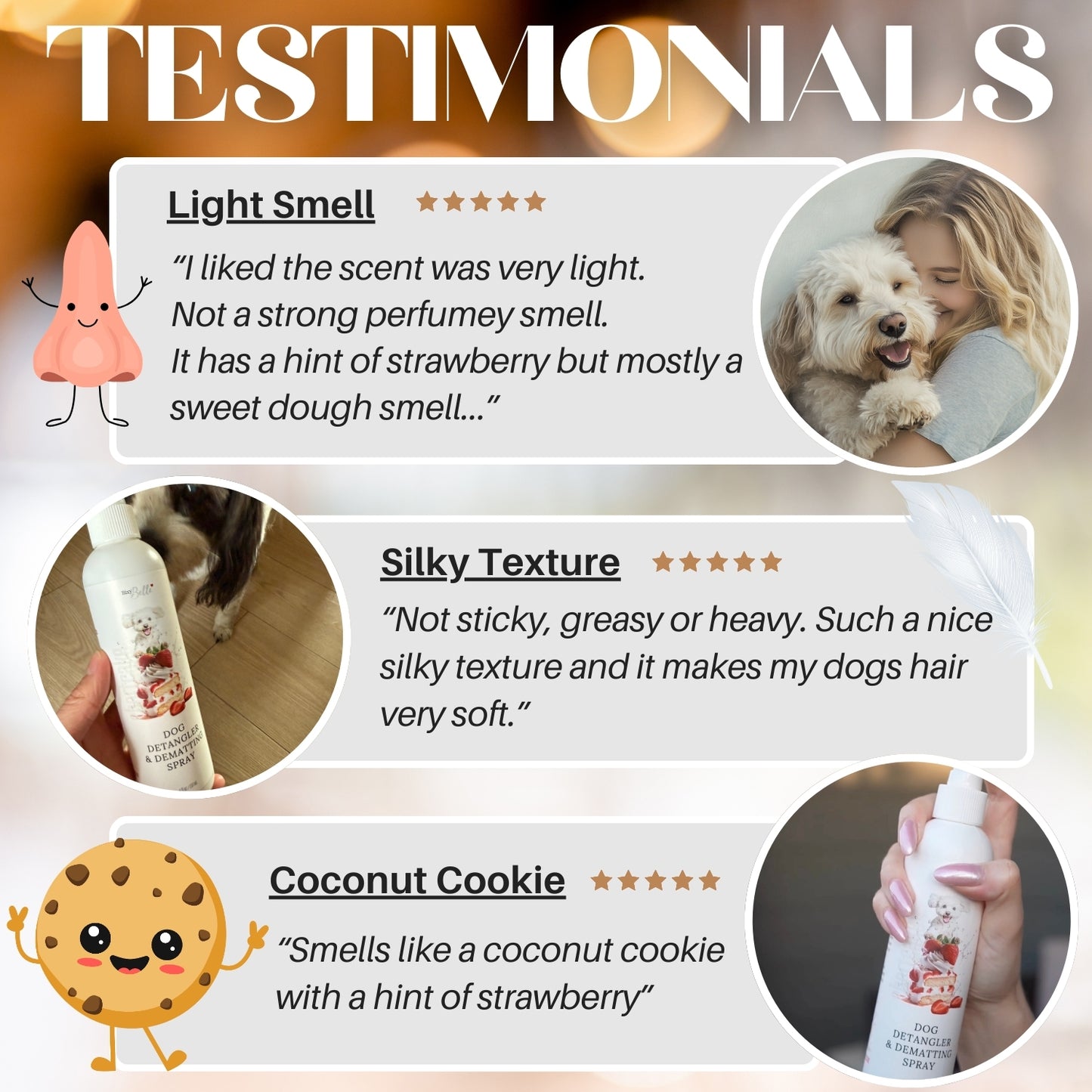 Dog Detangler Spray with Shortcake Fragrance - Made in USA - Natural Mild Scent for Sensitive Skin and Pet Nose - Leave in Conditioner 8 oz