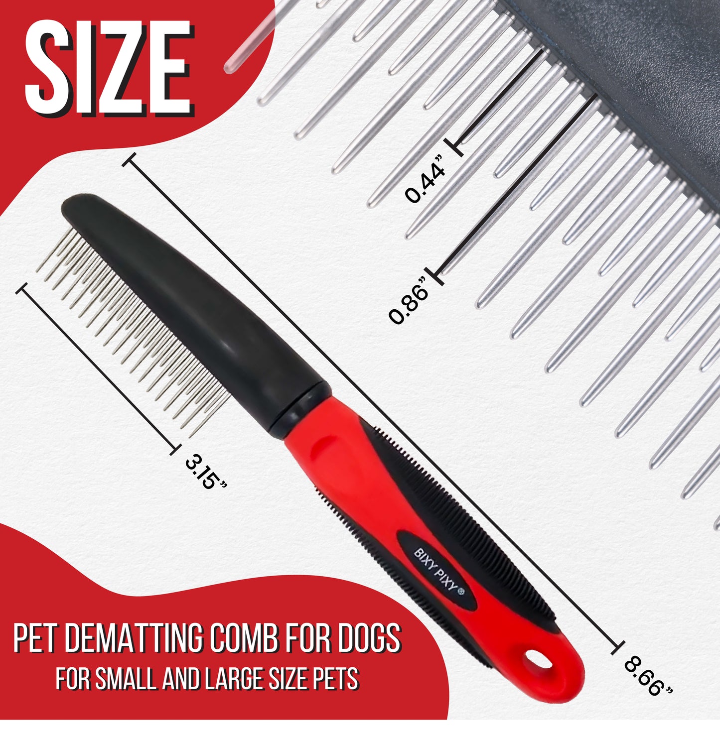 Poodle Comb with Rotating Teeth - 5-in-1 Dog Dematting Tool - Used for Small Size Breeds and Puppies and Cats
